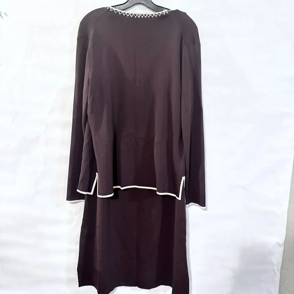 Vertigo Paris Two Piece Set Brown Embroidered Dress Jacket Size Large - Picture 10 of 10